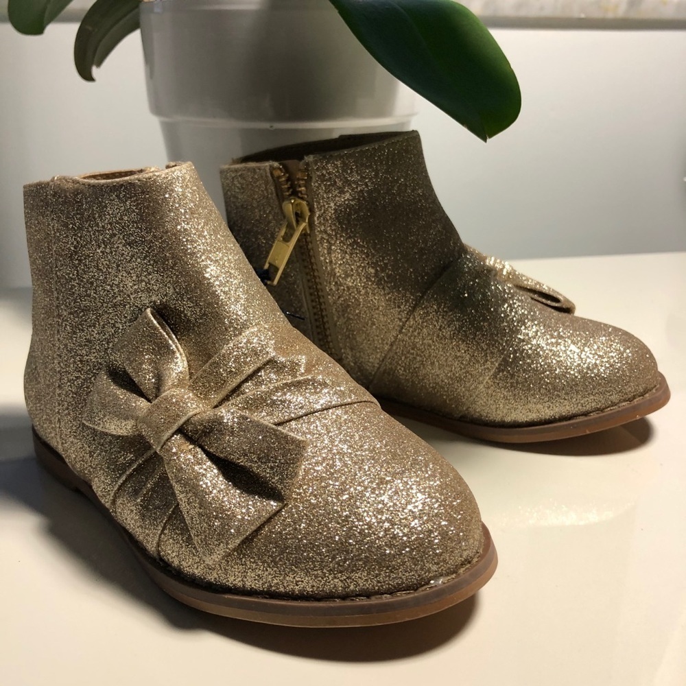 Janie and Jack Boots Gold Sparkle Size 8 NEW WITH TAG Retail $69